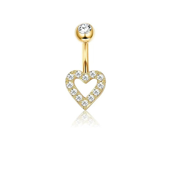Wholesale Belly Button Ring Set Stainless Steel Inlaid Zircon Heart Shape For Women