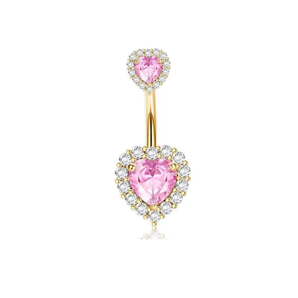 Wholesale Belly Button Ring Set Stainless Steel Inlaid Zircon Heart Shape For Women
