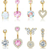 Wholesale Belly Button Ring Set Stainless Steel Inlaid Zircon Heart Shape For Women