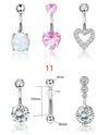 Wholesale Belly Button Ring Set Stainless Steel Inlaid Zircon Heart Shape For Women