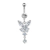 Wholesale Belly Button Ring Stainless Steel Crown Butterfly Pendant Electroplated Women's Body Piercing Jewelry