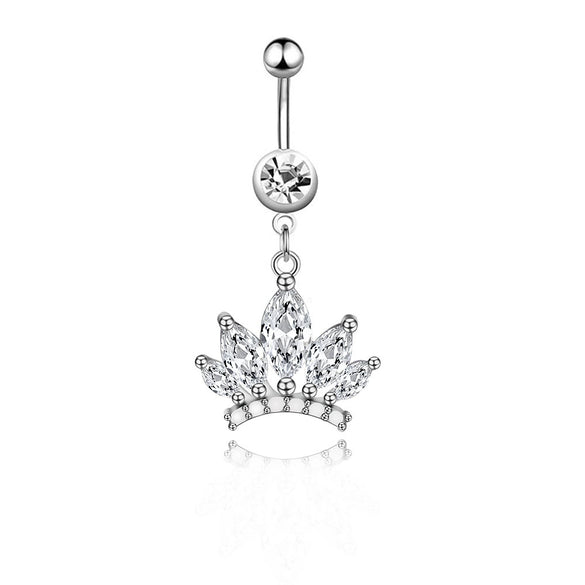 Wholesale Belly Button Ring Stainless Steel Crown Butterfly Pendant Electroplated Women's Body Piercing Jewelry