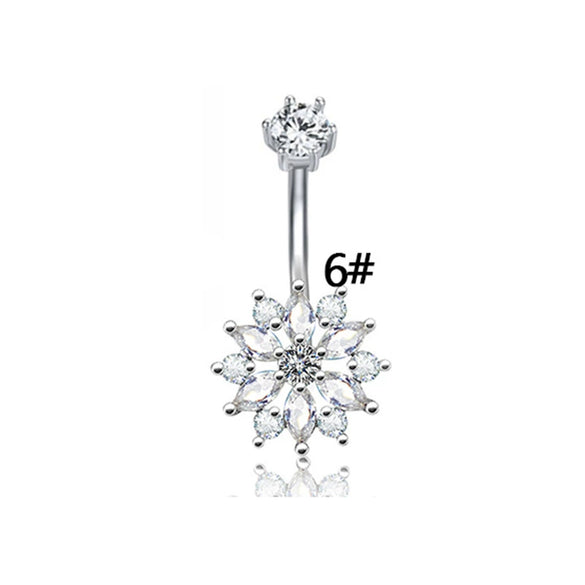 Wholesale Belly Button Ring Stainless Steel Heart Zircon Design