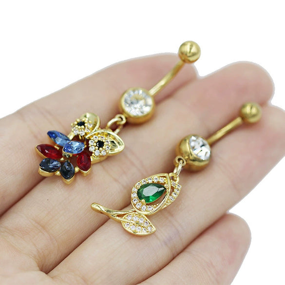 Wholesale Belly Button Ring Zinc Alloy Heart Shape Cute Owl And Sunflower Style