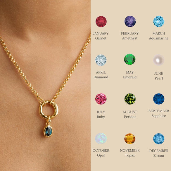 Wholesale Birthstone Necklace Copper Titanium Steel Geometric Electroplated