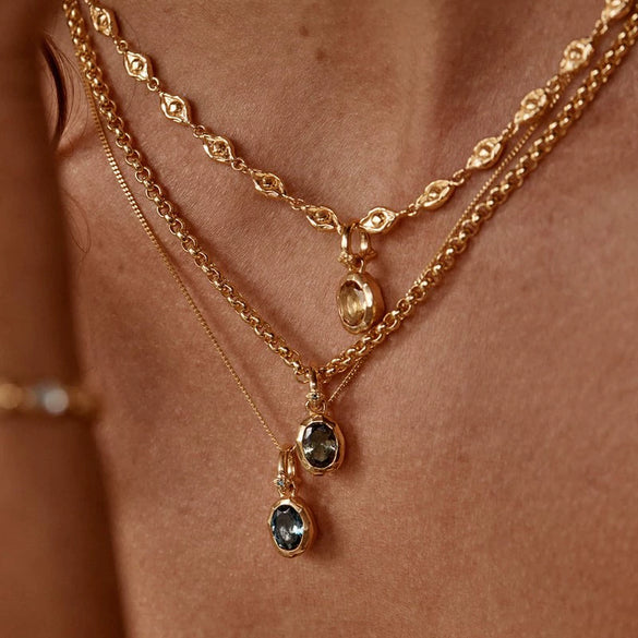 Wholesale Birthstone Necklace Copper Titanium Steel Geometric Electroplating Fashion Minimalist Ladies