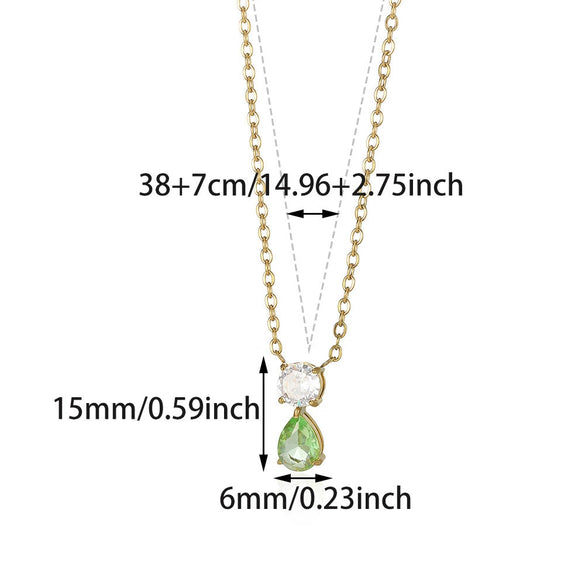 Wholesale Birthstone Pendant Clavicle Chain Stainless Steel Gold Electroplated With Letters Numbers Text Pattern