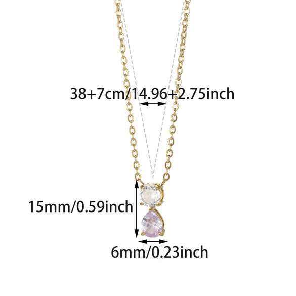 Wholesale Birthstone Pendant Clavicle Chain Stainless Steel Gold Electroplated With Letters Numbers Text Pattern