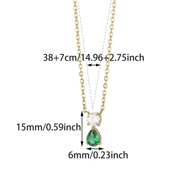Wholesale Birthstone Pendant Clavicle Chain Stainless Steel Gold Electroplated With Letters Numbers Text Pattern
