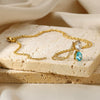 Wholesale Birthstone Pendant Clavicle Chain Stainless Steel Gold Electroplated With Letters Numbers Text Pattern
