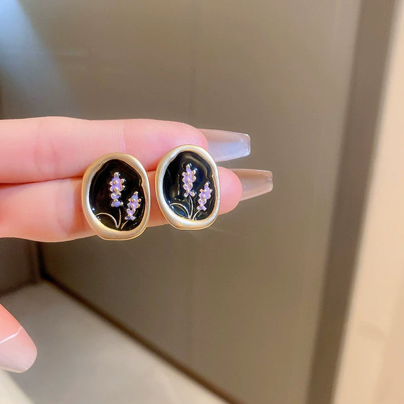 Wholesale Black Alloy Diamond Set Tassel Earrings With Geometric Pattern For Women High End Light Luxury Niche Elegant All Match Style