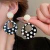 Wholesale Black Alloy Diamond Set Tassel Earrings With Geometric Pattern For Women High End Light Luxury Niche Elegant All Match Style