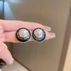 Wholesale Black Alloy Diamond Set Tassel Earrings With Geometric Pattern For Women High End Light Luxury Niche Elegant All Match Style