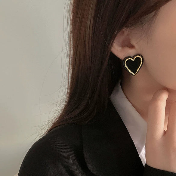 Wholesale Black Alloy Diamond Set Tassel Earrings With Geometric Pattern For Women High End Light Luxury Niche Elegant All Match Style