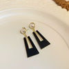 Wholesale Black Alloy Diamond Set Tassel Earrings With Geometric Pattern For Women High End Light Luxury Niche Elegant All Match Style