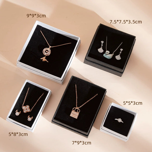 Wholesale Black And White Jewelry Packaging Box Made Of Paper And Cardboard With Hand Kneaded Design