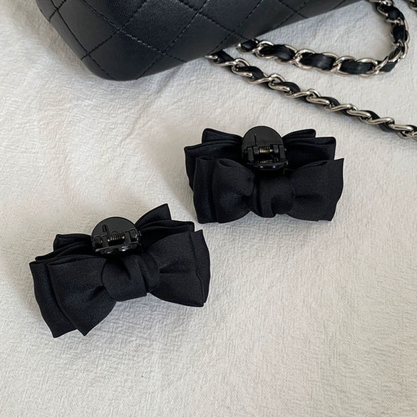 Wholesale Black Cloth Bow Head Clip Handmade Hair Headwear For Women