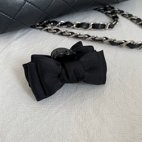 Wholesale Black Cloth Bow Head Clip Handmade Hair Headwear For Women