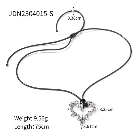 Wholesale Black Rope Titanium Steel And Stainless Steel Jewelry Necklace With Geometric Design And Electroplating For Women