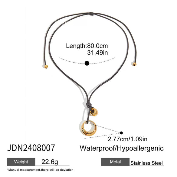 Wholesale Black Rope Titanium Steel And Stainless Steel Jewelry Necklace With Geometric Design And Electroplating For Women