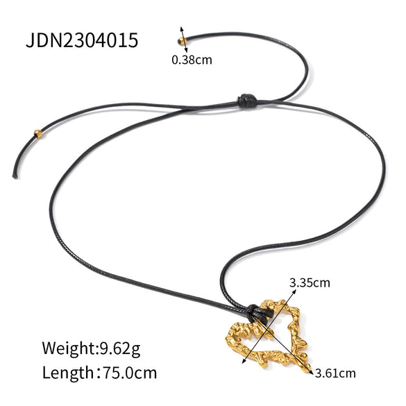 Wholesale Black Rope Titanium Steel And Stainless Steel Jewelry Necklace With Geometric Design And Electroplating For Women