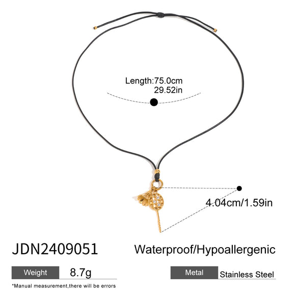 Wholesale Black Rope Titanium Steel And Stainless Steel Jewelry Necklace With Geometric Design And Electroplating For Women