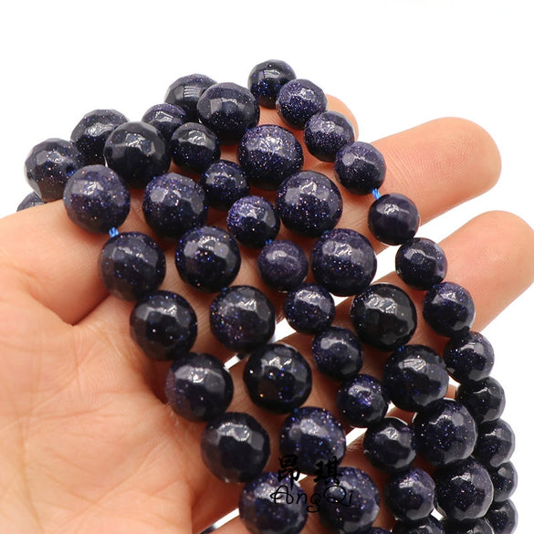 Wholesale Blue Sandstone Beads For Diy Bracelet Accessories