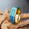 Wholesale Blue Stone Pattern Sticker Stainless Steel Ring With Epoxy Treatment For Unisex