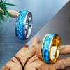 Wholesale Blue Stone Pattern Sticker Stainless Steel Ring With Epoxy Treatment For Unisex