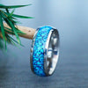 Wholesale Blue Stone Pattern Sticker Stainless Steel Ring With Epoxy Treatment For Unisex
