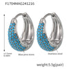 Wholesale Blue Turquoise Colorful Zircon Circle Stainless Steel 18K Gold Plated Geometric Women's Earrings
