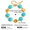 Wholesale Blue Turquoise Stainless Steel Geometric Hand Jewelry For Women Electroplated Design Minimalist Style