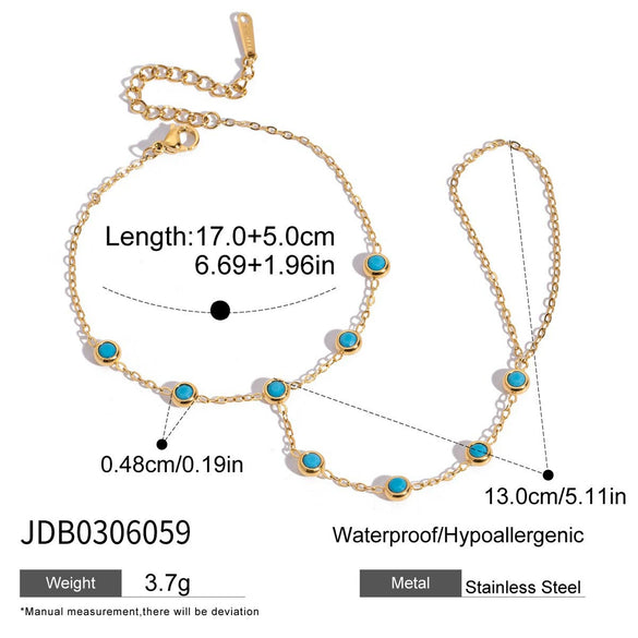 Wholesale Blue Turquoise Stainless Steel Geometric Hand Jewelry For Women Electroplated Design Minimalist Style
