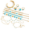 Wholesale Blue Turquoise Stainless Steel Geometric Hand Jewelry For Women Electroplated Design Minimalist Style