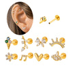 Wholesale Body Jewelry Titanium Alloy Electroplated Heart Shape Microinlaid Zircon Cartilage Puncture Ear Bone Nail Lip Nail For Women