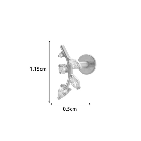 Wholesale Body Jewelry Titanium Alloy Electroplated Heart Shape Microinlaid Zircon Cartilage Puncture Ear Bone Nail Lip Nail For Women