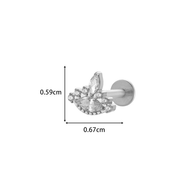 Wholesale Body Jewelry Titanium Alloy Electroplated Heart Shape Microinlaid Zircon Cartilage Puncture Ear Bone Nail Lip Nail For Women