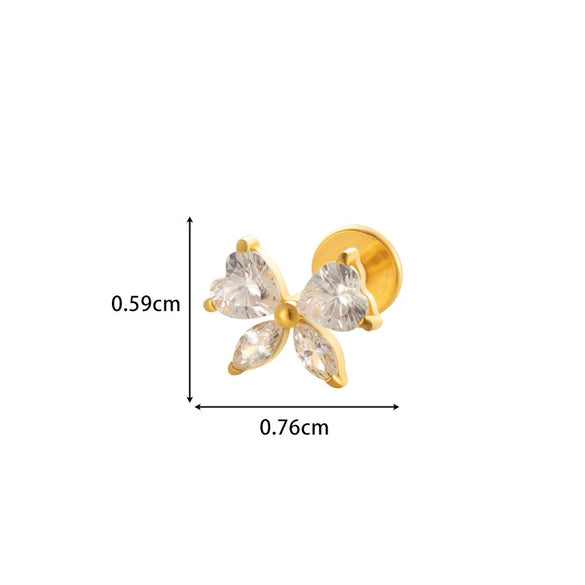 Wholesale Body Jewelry Titanium Alloy Electroplated Heart Shape Microinlaid Zircon Cartilage Puncture Ear Bone Nail Lip Nail For Women
