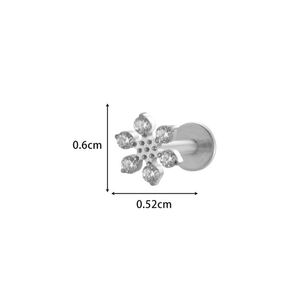 Wholesale Body Jewelry Titanium Alloy Electroplated Heart Shape Microinlaid Zircon Cartilage Puncture Ear Bone Nail Lip Nail For Women
