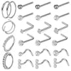 Wholesale Body Piercing Accessories Stainless Steel Geometric Nose Nail Jewelry Set With Electroplating