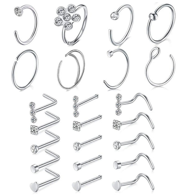 Wholesale Body Piercing Accessories Stainless Steel Geometric Nose Nail Jewelry Set With Electroplating