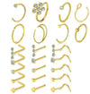 Wholesale Body Piercing Accessories Stainless Steel Geometric Nose Nail Jewelry Set With Electroplating