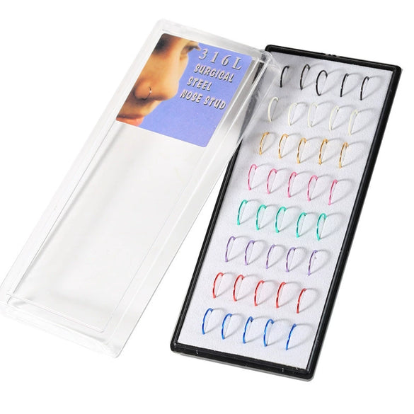 Wholesale Body Piercing Jewelry Stainless Steel Cshaped And Round Nose Rings And Nails Electroplated Unisex