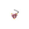 Wholesale Body Piercing Jewelry Stainless Steel Heart Shaped Nose Nail With Zircon And Electroplating Treatment