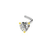 Wholesale Body Piercing Jewelry Stainless Steel Heart Shaped Nose Nail With Zircon And Electroplating Treatment