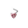 Wholesale Body Piercing Jewelry Stainless Steel Heart Shaped Nose Nail With Zircon And Electroplating Treatment