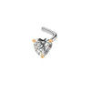 Wholesale Body Piercing Jewelry Stainless Steel Heart Shaped Nose Nail With Zircon And Electroplating Treatment
