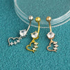 Wholesale Body Piercing Jewelry Stainless Steel Navel Ring Inlaid Zircon Heart Shape Electroplated Unisex