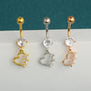 Wholesale Body Piercing Jewelry Stainless Steel Navel Ring Inlaid Zircon Heart Shape Electroplated Unisex