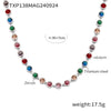 Wholesale Bohemian Colorful Round Bead Zircon Titanium Steel 18K Gold Pvd Plated Necklace Bracelet Jewelry For Women